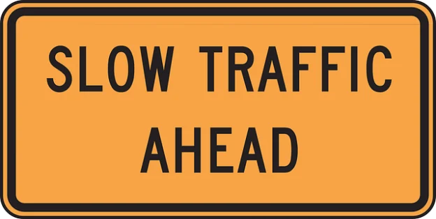 Slow traffic ahead sign