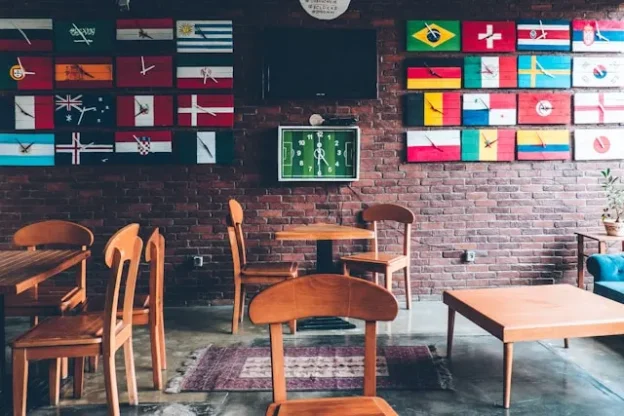Flag Clocks at cafe