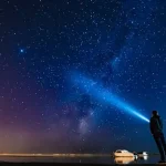 Flashlight to night sky