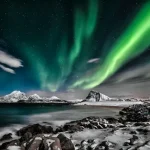 Northern Lights Snow and Mountains