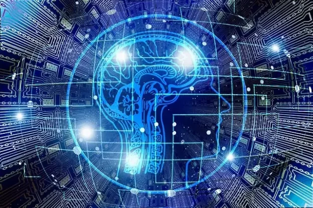 Artificial intelligence brain and circuit graphic