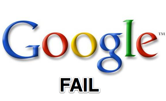 Google logo and Fail Written
